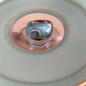 Aqua & Silver Dome Ring